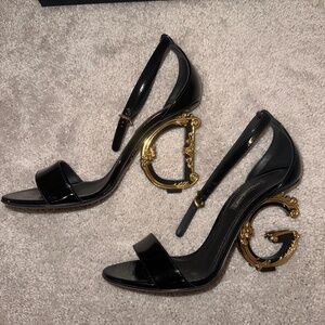 Dolce & Gabbana Leather Barroco Heel Sandals